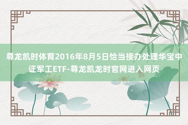 尊龙凯时体育2016年8月5日恰当接办处理华宝中证军工ETF-尊龙凯龙时官网进入网页