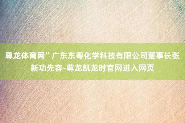 尊龙体育网”广东东粤化学科技有限公司董事长张新功先容-尊龙凯龙时官网进入网页