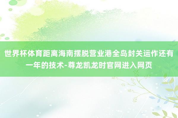 世界杯体育距离海南摆脱营业港全岛封关运作还有一年的技术-尊龙凯龙时官网进入网页