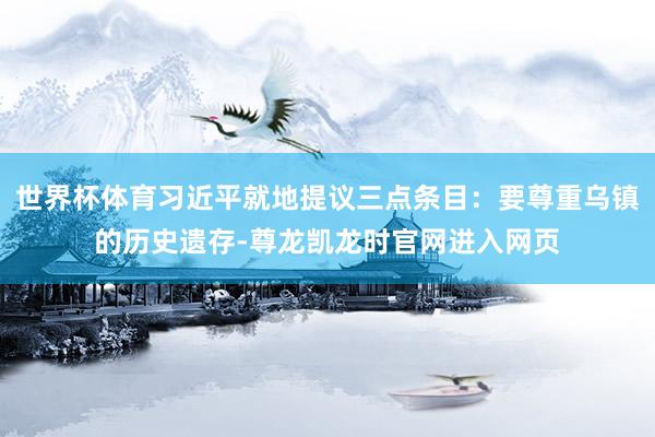 世界杯体育习近平就地提议三点条目：要尊重乌镇的历史遗存-尊龙凯龙时官网进入网页