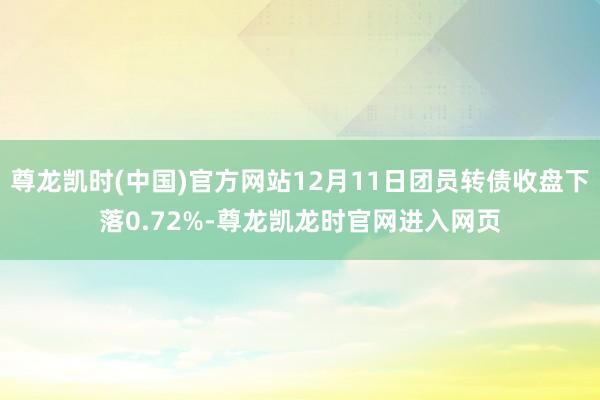 尊龙凯时(中国)官方网站12月11日团员转债收盘下落0.72%-尊龙凯龙时官网进入网页